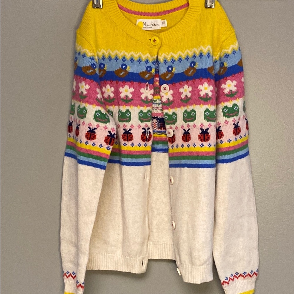 Mini Boden Yellow and Blue Sweater with Geometric Design